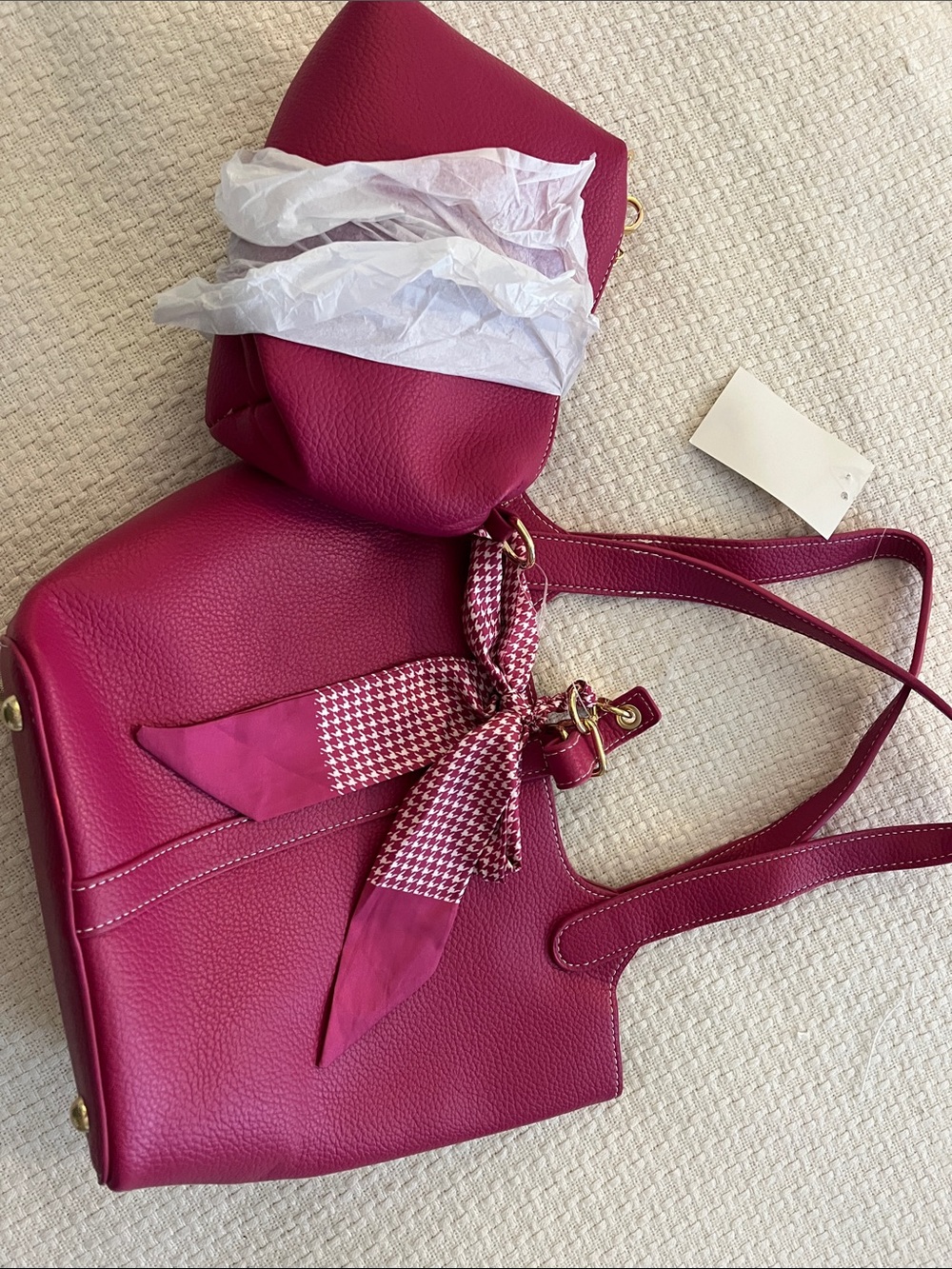 Fuchsia Tote Bag with Matching Pouch